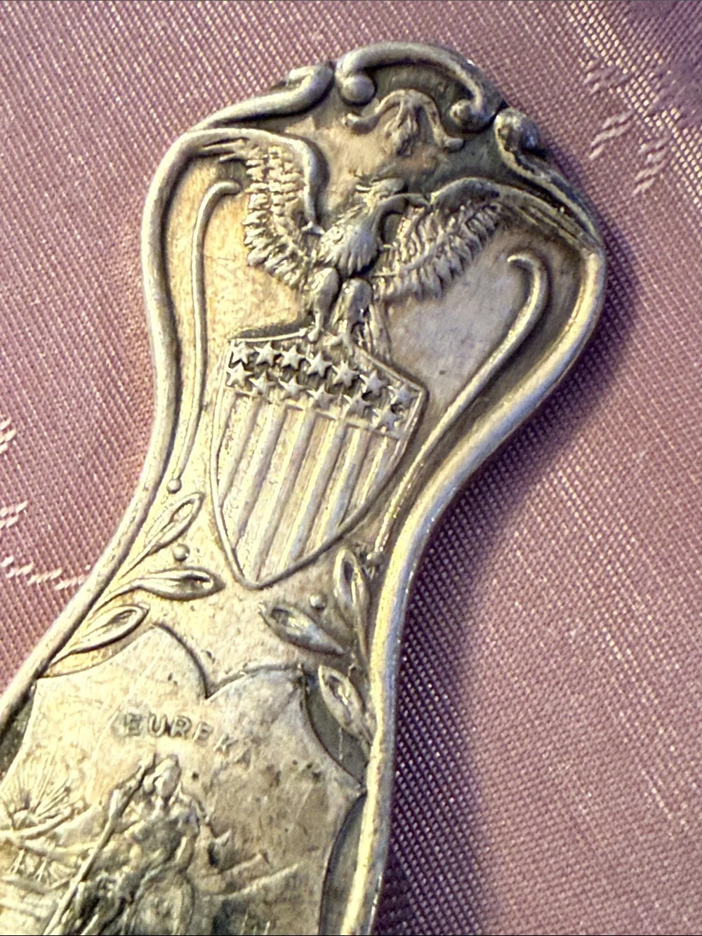 Antique Decorative California Eureka Silver plated Serving Spoon